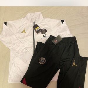 Jordan PSG White and Black Tracksuit with Gold Accents